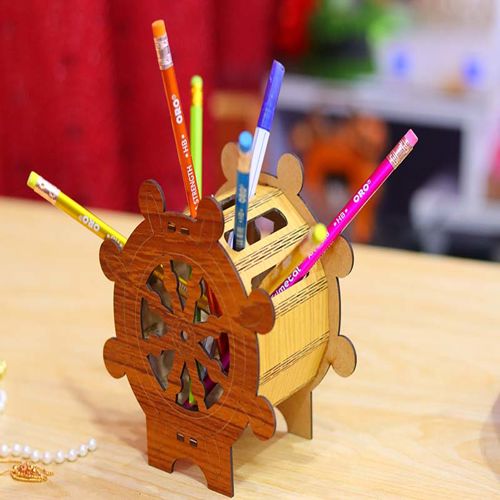 طرح pen-holder-decorative-pencil-stand-desk-organizer-gear-pen-box-3mm-laser-cut