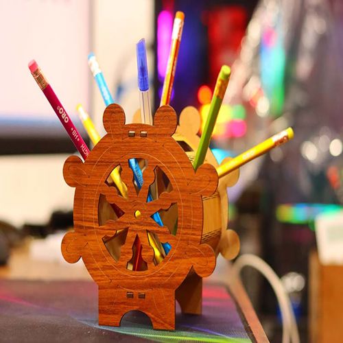 طرح pen-holder-decorative-pencil-stand-desk-organizer-gear-pen-box-3mm-laser-cut-ve