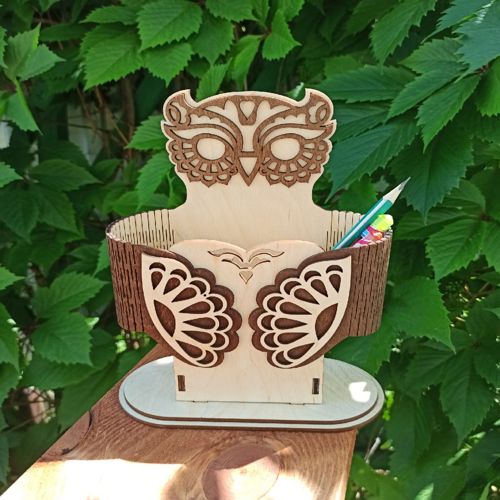 طرح جا قلمی میز سازماندهنده برای برش لیزری - pen holder desk organizer for laser cut ve - برای دستگاه CNC چوب و لیزر (سی ان سی)