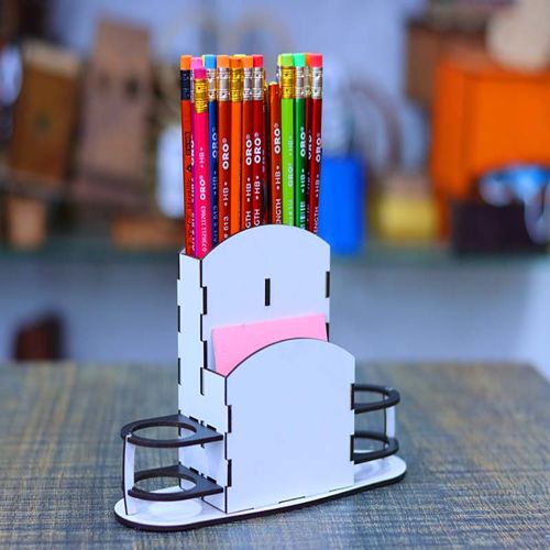 طرح جا قلمی میز مداد پایه 3 میلی متری برش لیزری - pen holder desk pencil stand 3mm laser cut ve - برای دستگاه CNC چوب و لیزر (سی ان سی)