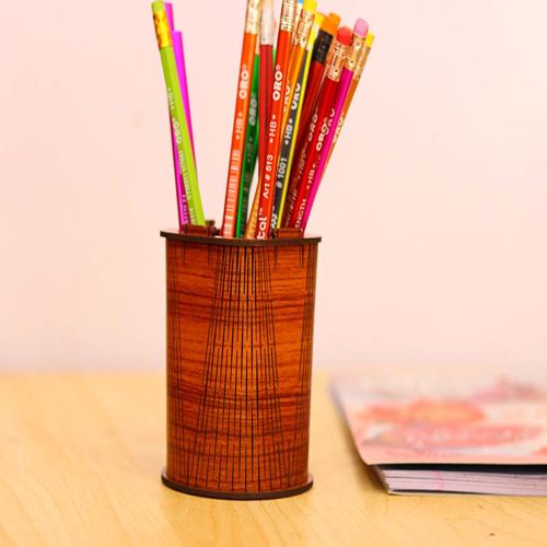 طرح قالب جا قلمی زندگی لولا الگوی میلی متری برش لیزر - pen holder template living hinge pattern 3mm laser cut ve - برای دستگاه CNC چوب و لیزر (سی ان سی)