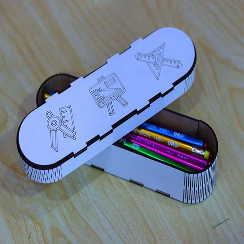 طرح جا قلمی قالب جا مداد جعبه هندسه میلی‌متری برش لیزری - pen holder template pencil case geometry box 3mm laser cut ve - برای دستگاه CNC چوب و لیزر (سی ان سی)