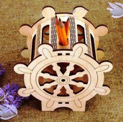 طرح چرخ جا قلمی برای برش لیزر cnc - pen holder wheel for laser cut cnc ve - برای دستگاه CNC چوب و لیزر (سی ان سی)