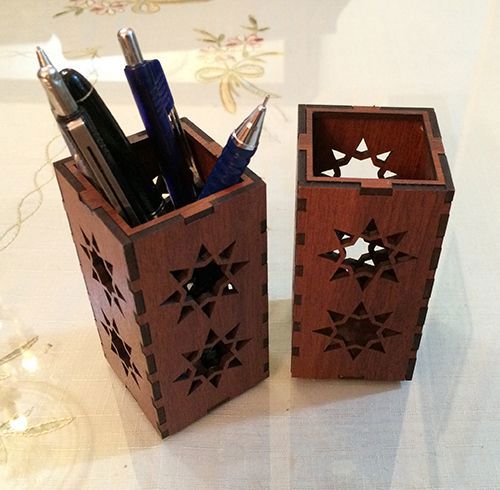 طرح جا مداد خودکار برای دفتر برش لیزری - pen pencil holder for office laser cut ve - برای دستگاه CNC چوب و لیزر (سی ان سی)