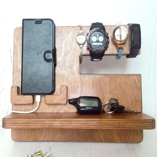 طرح جا گوشی و کلید نگهدارنده ساعت مردانه برای برش لیزری - phone docking station key holder watch organizer men for laser cut ve - برای دستگاه CNC چوب و لیزر (سی ان سی)