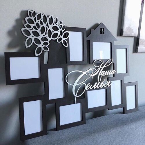 طرح قاب عکس با یک درخت خانواده ما برای برش لیزری - photo frame with a tree our family for laser cutting ve - برای دستگاه CNC چوب و لیزر (سی ان سی)