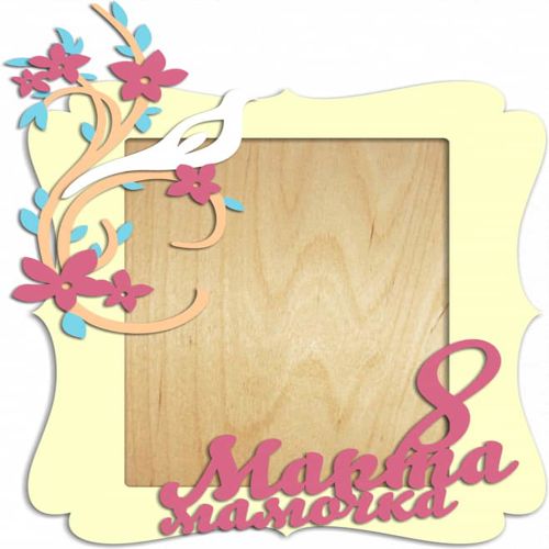 طرح قاب عکس با گل برای مارس لیزری - photo frame with flowers for march 8 laser cut ve - برای دستگاه CNC چوب و لیزر (سی ان سی)