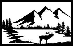 طرح تصویر سه کوه در جنگل برای برش لیزر پلاسما - picture of three mountains in the forest for laser cut plasma - برای دستگاه CNC چوب و لیزر (سی ان سی)
