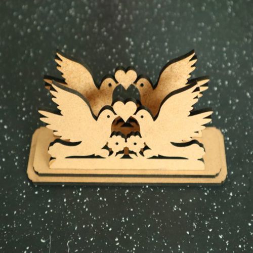 طرح کبوترهایی با قلب عروسی جادستمال برش لیزری - pigeons with heart wedding napkin holder laser cutting - برای دستگاه CNC چوب و لیزر (سی ان سی)