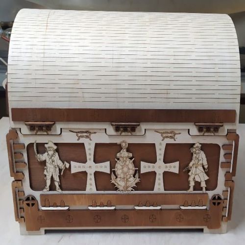 طرح نقاشی جعبه دزدان دریایی برای برش لیزری - pirate box drawing for laser cut ve - برای دستگاه CNC چوب و لیزر (سی ان سی)