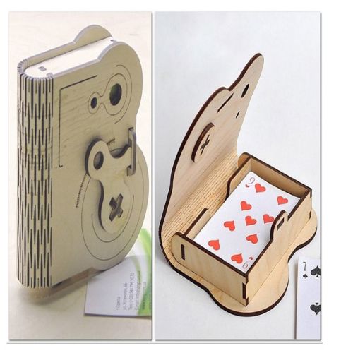 طرح کارت‌های بازی جعبه چوبی با قفل چرخشی قفل - playing cards wooden box with rotary latch ve - برای دستگاه CNC چوب و لیزر (سی ان سی)