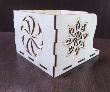 طرح جا دستمال پلی وود با الگو برش لیزری - playwood napkin holder with pattern laser cutting - برای دستگاه CNC چوب و لیزر (سی ان سی)