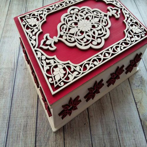 طرح جعبه هدیه تزئینی تخته سه لا برای برش لیزری - plywood decorative gift box for laser cutting ve - برای دستگاه CNC چوب و لیزر (سی ان سی)