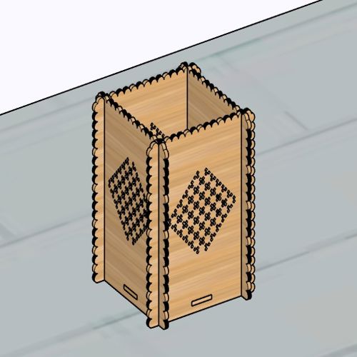 طرح تخته سه لا برش لیزری ظریف جا مدادی میلی متری - plywood laser cut elegant pencil holder 3mm ve - برای دستگاه CNC چوب و لیزر (سی ان سی)