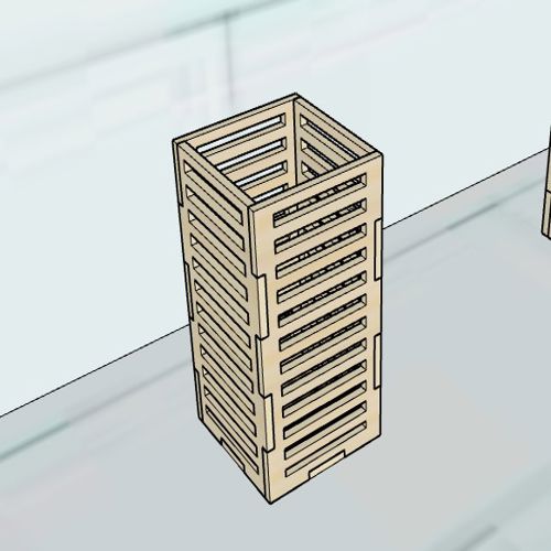 طرح جا مدادی طرح دار سه لایه برش لیزری میلی متری - plywood patterned laser cut pencil holder 3mm - برای دستگاه CNC چوب و لیزر (سی ان سی)