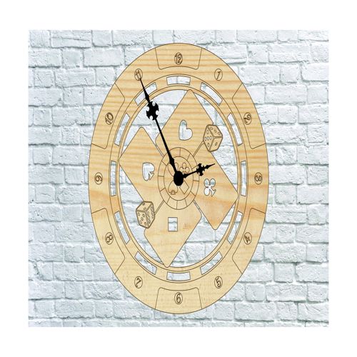 طرح ساعت دیواری پوکر - poker wall clock - برای دستگاه CNC چوب و لیزر (سی ان سی)
