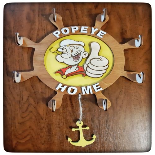 طرح قلاب آویز پاپ‌آی چوبی برای برش لیزری - popeye hanger hook wooden for laser cut ve - برای دستگاه CNC چوب و لیزر (سی ان سی)