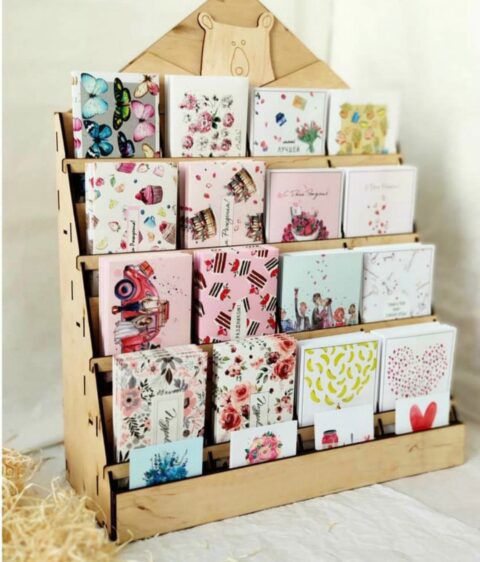طرح پایه کارت پستال برای برش لیزری - postcard stand for laser cutting ve - برای دستگاه CNC چوب و لیزر (سی ان سی)