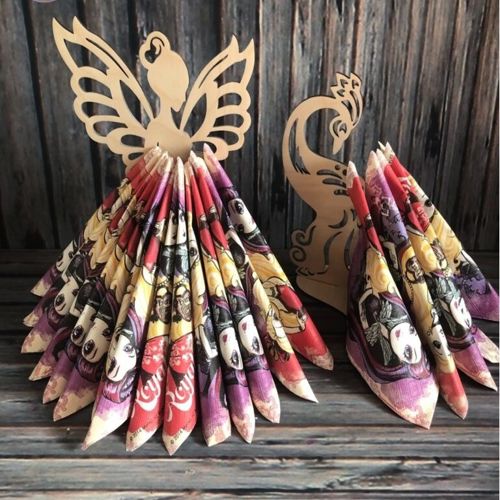 طرح جا دستمال دخترانه عروسک جا دستمال میز دکور برش لیزری - princess napkin holder doll napkin holder table decor laser cutting ve - برای دستگاه CNC چوب و لیزر (سی ان سی)