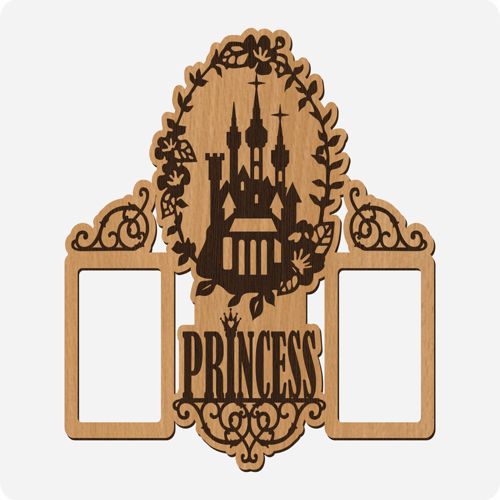 طرح قاب عکس پرنسس برای برش لیزری قاب - princess photo frame for laser cutting ve - برای دستگاه CNC چوب و لیزر (سی ان سی)