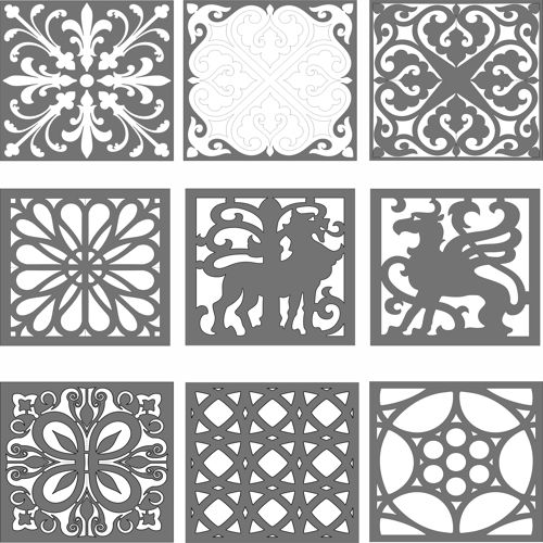 طرح privacy-partition-indoor-panel-room-divider-grill-seamless-patterns-for-laser-cutting