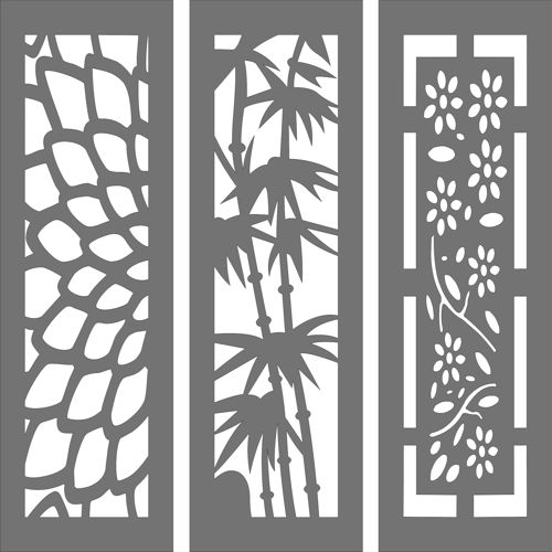 طرح نمونه پارتیشن حریم خصوصی از گل مجموعه گل - privacy partition sample baffle of flowers set - برای دستگاه CNC چوب و لیزر (سی ان سی)