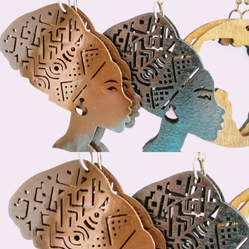 طرح گوشواره‌های ملکه تیتی لیزری - queen titi earrings laser cut - برای دستگاه CNC چوب و لیزر (سی ان سی)