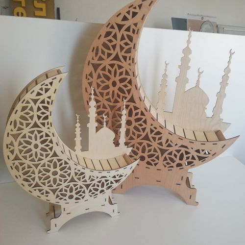 طرح دکور هلال ماه رمضان برای برش لیزری - ramadan crescent moon decor for laser cut ve - برای دستگاه CNC چوب و لیزر (سی ان سی)