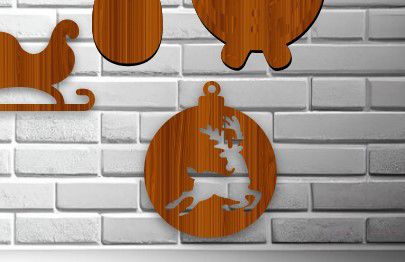 طرح گوزن شمالی کریسمس بابلس تزئینات درخت کریسمس برش لیزری - reindeer christmas bauble christmas tree decoration laser cut ve - برای دستگاه CNC چوب و لیزر (سی ان سی)