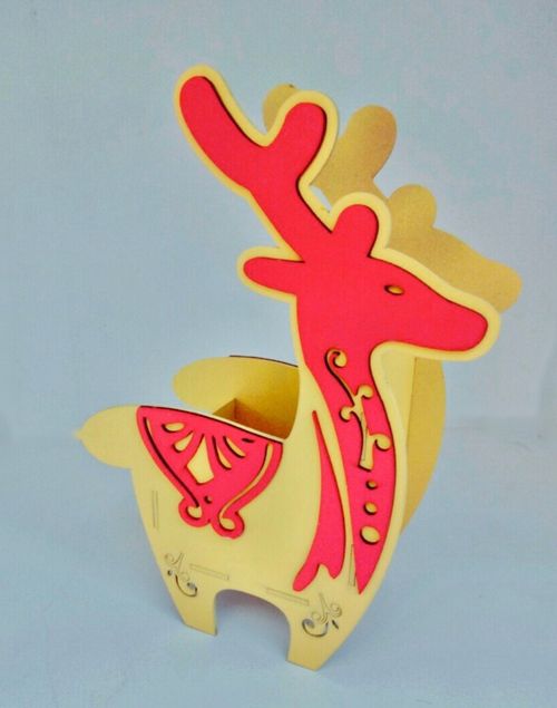 طرح جا قلمی گوزن شاخدار میز سازماندهنده برش لیزری - reindeer deer pen holder desk organizer laser cut ve - برای دستگاه CNC چوب و لیزر (سی ان سی)