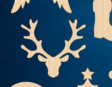 طرح سر گوزن شمالی برش چوب ناتمام کاردستی چوبی خالی برش لیزر - reindeer head wood cutout unfinished wood craft blank laser cut ve - برای دستگاه CNC چوب و لیزر (سی ان سی)
