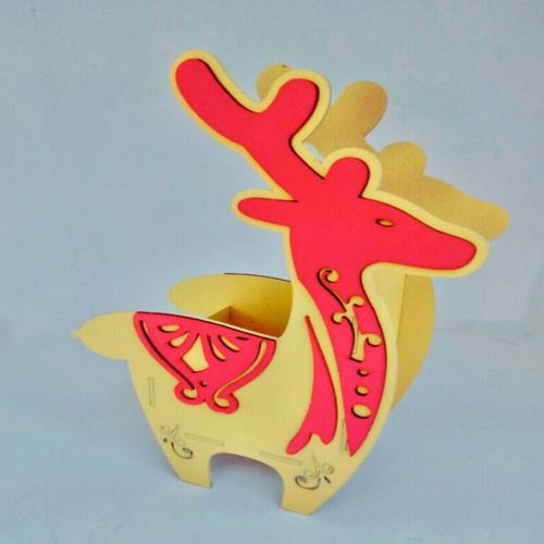 طرح جا قلمی گوزن رشته‌ای میز سازمان‌دهنده برای برش لیزری - reindeer pen holder desk organizer for laser cut ve - برای دستگاه CNC چوب و لیزر (سی ان سی)