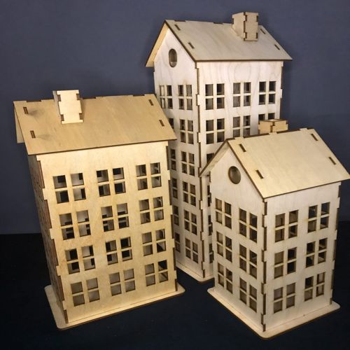 طرح خانه قدیمی ساختمان شهر یا شهرستان برای برش لیزری - retro building town or city vintage house for laser cut ve - برای دستگاه CNC چوب و لیزر (سی ان سی)