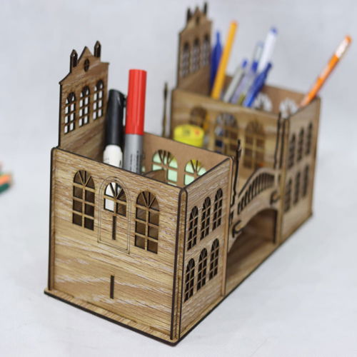 طرح جا خودکاری قدیمی جا مداد نگهدارنده میز سازماندهنده برش لیزری - retro pen holder vintage pencil holder desk organizer laser cut ve - برای دستگاه CNC چوب و لیزر (سی ان سی)