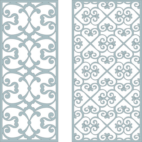 طرح جداکننده اتاق درز گل شبکه استنسیل پانل مجموعه - room divider seamless floral lattice stencil panels set - برای دستگاه CNC چوب و لیزر (سی ان سی)