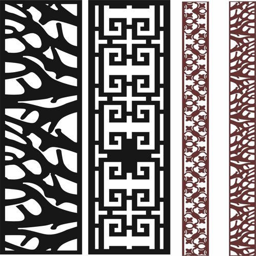 طرح جداکننده اتاق درز گلدار مجموعه برای برش لیزر - room divider seamless floral screen set for laser cutting - برای دستگاه CNC چوب و لیزر (سی ان سی)