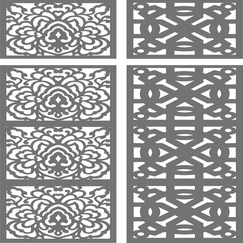 طرح الگوهای جداکننده گریل اتاق درز برای برش لیزری - room grill separator seamless patterns set for laser cut ve - برای دستگاه CNC چوب و لیزر (سی ان سی)