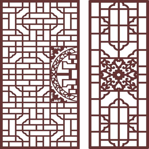 طرح الگوی گل دیوار شیشه‌ای شکسته پارتیشن اتاق برای برش لیزری - room partition broken glass wall flower pattern for laser cut ve - برای دستگاه CNC چوب و لیزر (سی ان سی)