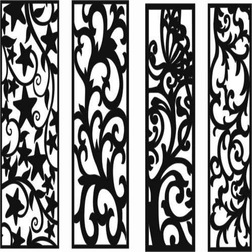 طرح مجموعه الگوهای گلدار یکپارچه برای برش لیزری - room screen floral seamless patterns collection for laser cut ve - برای دستگاه CNC چوب و لیزر (سی ان سی)