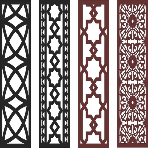 طرح جداکننده اتاق درز گل صفحه برای برش لیزر - room separator seamless floral screen set for laser cutting - برای دستگاه CNC چوب و لیزر (سی ان سی)
