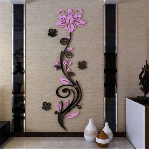 طرح گل رز سه بعدی اکریلیک دیوار تزئینی برای برش لیزر - rose flower 3d acrylic wall decor for laser cutting ve - برای دستگاه CNC چوب و لیزر (سی ان سی)