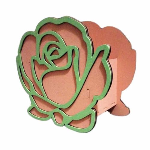 طرح جعبه گل چوبی به شکل گل رز، برش لیزری - rose shaped wooden flower box laser cut ve - برای دستگاه CNC چوب و لیزر (سی ان سی)
