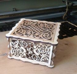 طرح جعبه چوبی گل رز برای برش لیزری - rose wood box for laser cut ve - برای دستگاه CNC چوب و لیزر (سی ان سی)