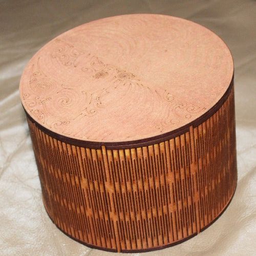 طرح جعبه گرد 3 میلی متر ام دی اف با قطر 0 برای برش لیزر - round box 3mm mdf 150 diameter for laser cutting ve - برای دستگاه CNC چوب و لیزر (سی ان سی)