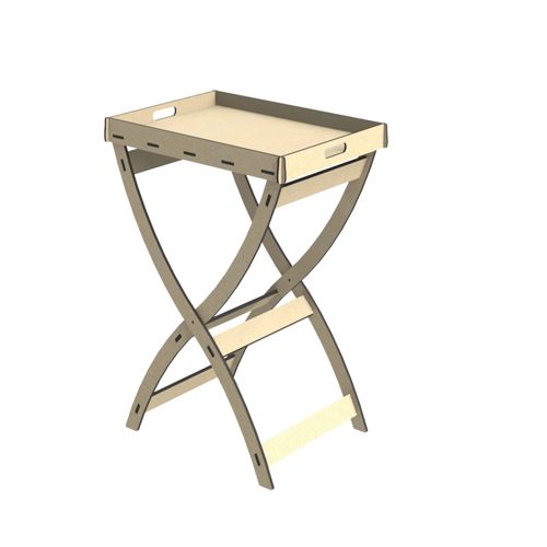 طرح سینی گرد چهارزانو روی کنار میز میز - round cross legged tray top side table - برای دستگاه CNC چوب و لیزر (سی ان سی)