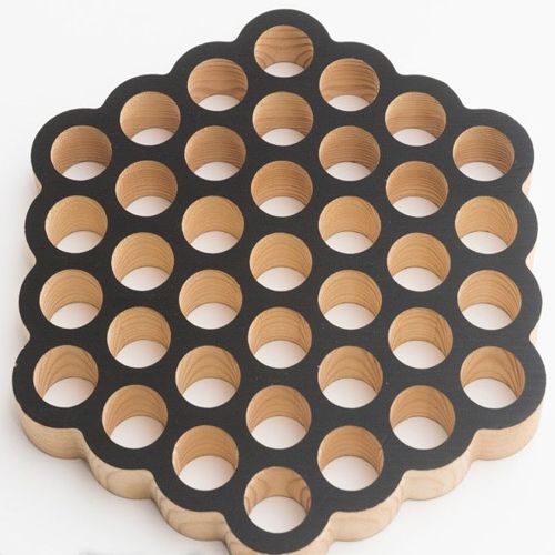 طرح سه‌پایه گرد لانه زنبوری سوراخ برای برش لیزر - round honeycomb trivet 37 holes for laser cutting - برای دستگاه CNC چوب و لیزر (سی ان سی)