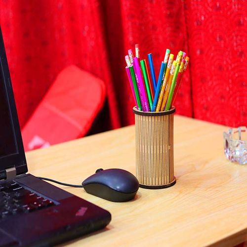 طرح قالب جا مداد گرد میلی‌متری لیزر - round pencil holder template 3mm laser cut - برای دستگاه CNC چوب و لیزر (سی ان سی)