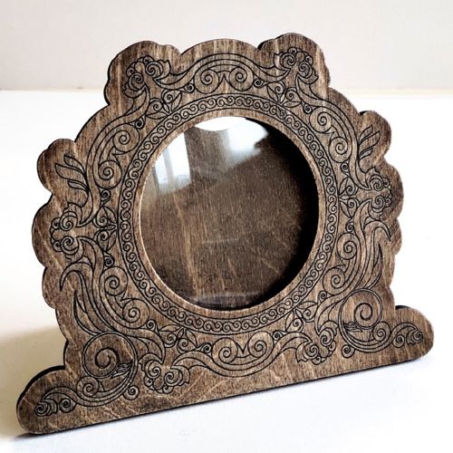 طرح قاب عکس گرد چوبی تزئینی حکاکی شده برای برش لیزر - round wooden photo frame decorative engraved for laser cut ve - برای دستگاه CNC چوب و لیزر (سی ان سی)