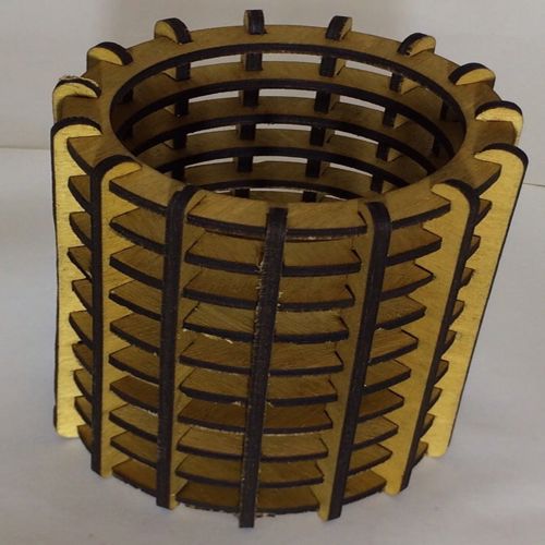 طرح جا مداد گرد چوبی لیزری - round wood pencil holder laser cut ve - برای دستگاه CNC چوب و لیزر (سی ان سی)