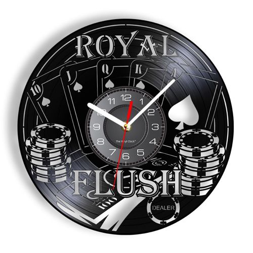 طرح royal-flush-poker-wall-clock-card-games-vinyl-record-wall-decor-for-laser-cut-ve